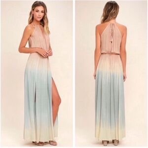 NWT Lulus Sweet Sunset Blush Pink Dip-Dye Maxi Dress